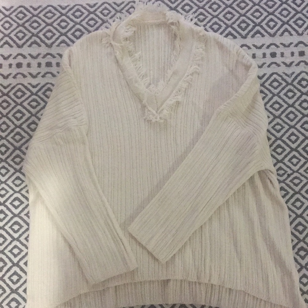 Cream Sweater with Detail around neckline
